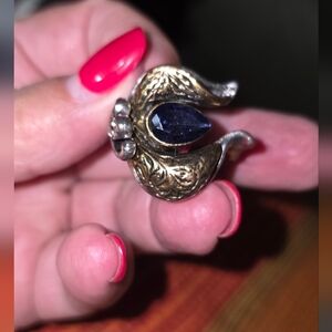 Elegant Gold and Silver Women's Ring with Purple Stone